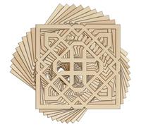 10x Wooden Moroccan Gemertric Square Pattern Craft Shape 3mm Ply(18 x 18cm)