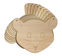 10x Wooden Mouse Face Front Craft Shape 3mm Ply House Wildlife(15 x 18cm,2 Holes Top Corners)