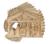 10x Wooden Nativity Manger Scene Craft Shape 3mm Ply Stable Christmas Decoration(20 x 27.2cm,No Hole)