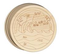 10x Wooden Noahs Ark and Flood Christian Image Disks Craft Shape 3mm Ply(5 x 5cm,No Hole)