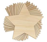 10x Wooden Sharp 5 Pointed Star Craft Shape in 3mm Ply(20 x 20cm,No Hole)