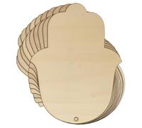10x Wooden Simple Hamsa Hand Craft Shape 3mm Ply Religious Islamic Five Miriam Fatima Hamesh Judaism(12 x 9.1cm,Hole Bottom Centre)