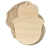 10x Wooden Simple Hamsa Hand Craft Shape 3mm Ply Religious Islamic Five Miriam Fatima Hamesh Judaism(10 x 7.6cm,Hole Top Centre)