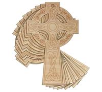 10x Wooden Traditional Celtic Christian Cross Craft Shape Religious(20 x 12.6cm,Hole Top Centre)