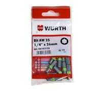 10x Würth AW25 Bit 1/4 Inch x 26 mm Long Bits AW 25 Drive Screws 06145125