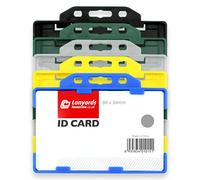 10x Yellow DOUBLE SIDED OPEN FACED Hard Plastic Badge Name Tag ID Holders By Lanyards Tomorrow HORIZONTAL LANDSCAPE 9 x 6.5cm For Two Cards Rigid Access Control Work Office Holds CR80 credit card size