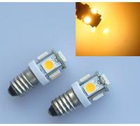 10x Yellow Warm White LED Bulb 12 V Volt DC 5 SMD Screw Socket E10 3300 K