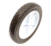 10x1.75 Universal Replacement Wheel & Solid PU Tyre 10 Inch Offset Hub 1/2 Inch Bore Push Along Garden Lawnmower Mower Maximum Load 70 kg