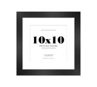 10x10" Black Square Frame With Mount for 8x8" Pictures 28mm Edge Frame Display with Wall Hooks and Kickstand, 1 Pack