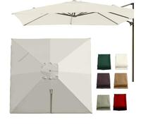 10'x10' Cantilever Patio Umbrella Replacement CanopyAntiUV Square Fabric with 8 Ribs for Backyard Market Parasol Cover (Khaki Single Top 3m)