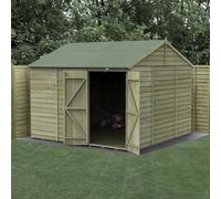 10' x 10' Forest 4Life 25yr Guarantee Overlap Pressure Treated Windowless Double Door Reverse Apex Wooden Shed (3.21m x 3.01m)