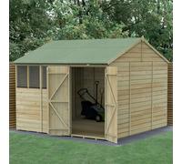 10x10 Forest Beckwood Reverse Apex Shed Shiplap with Double Doors 25yr Guarantee - 10x10 Forest Beckwood Tongue and Groove Reverse Apex Wooden Shed wi