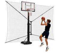 10x10 FT Basketball Rebounder Net, Heavy-Duty Steel Frame Basketball Return Net Catcher Backstop Nets Basketball Return Attachment Yard Guard for Outdoor Backyard Community Court