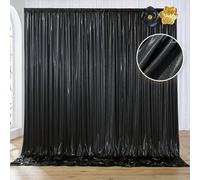 10x10 ft Black Sequin Backdrop Curtain Panels for Parties, Wrinkle Free Glitter Photo Backdrop Drapes 2 Panels 5x10FT Back Drop Cloth Shiny Fabric for Wedding Birthday Christmas Photography Background