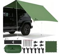 10x10 ft Camping Tarp - Waterproof Hammock Rain Fly with 19 Tie-Down Points & 4 Pcs Tarp Clips, 3000mm PU Ultralight Backpacking Shelter, Heavy Duty Tent Tarp for SUV, Hiking & Survival