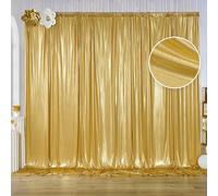 10x10 ft Gold Sequin Backdrop Curtain Panels for Parties, Wrinkle Free Glitter Photo Backdrop Drapes 2 Panels 5x10FT Shimmer Back Drop Cloth for Wedding Birthday Christmas Photography Background