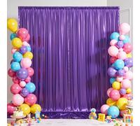10x10 ft Purple Sequin Backdrop Curtain Panels for Parties, Wrinkle Free Glitter Photo Backdrop Drapes 2 Panels 5x10FT Shimmer Back Drop Cloth for Wedding Birthday Christmas Photography Background