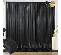 10x10 ft Wrinkle Free Black Sequin Backdrop Curtain for Parties,Thick Not Fall Glitter Wedding Drapes Backdrop,6 Panels 5x10ft Shimmer Photo Wall Back Drop Cloth for Birthday Photography Background