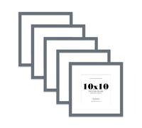 10x10 Grey Picture Frame with Mount for 8x8 Photos, Prints - Modern Square Wall Frame, Set of 5