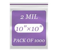 10x10 inch Clear Zip Lock Bags 2 Mil Thick Pack of 1000 Resealable Plastic Zip Bags Durable Ideal for Food Storage Freezer Snacks Pantry Jewelry Tourism Heavy-Duty Packaging Coins Pills Candy Beads