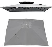 10'x10' Light Grey Patio Umbrella Replacement Canopy2Tier Market Parasol Cover for Roma Cantilever Umbrella UV30+ Protection 300x300cm 8 Ribs