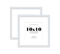 10x10 Light Grey Picture Frame with Mount for 8x8 Photos, Prints - Modern Square Wall Frame, Set of 2