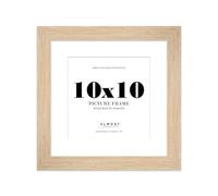 10x10" Oak Square Frame With Mount for 8x8" Pictures 28mm Edge Frame Display with Wall Hooks and Kickstand, 1 Pack