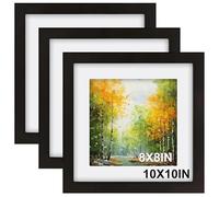 10x10 Photo Frames - 3 Pack 10x10 inch Picture Frames with 8x8 Mount, Large Square Picture Frame for 10x10 or 8x8, Square Poster Frame for Wall Mounted & Desk Top
