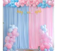 10x10 Pink Blue Backdrop Curtains for Gender Reveal Boy or Girl Parties Wrinkle Free Photo Curtains Backdrop Drapes Fabric Decoration for Birthday Party Baby Shower 5ft x 10ft,2 Panels