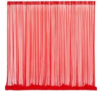 10x10 Red Tulle Backdrop Curtains for Parties, Sheer Backdrop Curtain Wedding Photo Background Drapes for Baby Shower Photography Birthday Party