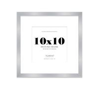 10x10 Silver Picture Frame with Mount for 8x8 Photos, Prints - Modern Square Wall Frame, 1 Pack