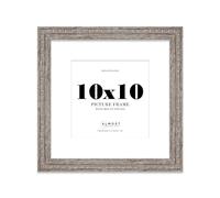 10x10 Walnut Ornate Photo Frame With White Mat For 8x8 Picture, Ready to Hang or Stand, 1 Pack