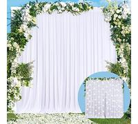10x10 White Backdrop Curtain for Parties Wedding Wrinkle Free White Photo Curtains Backdrop Drapes Fabric Decoration for Baby Shower 5ft x 10ft,2 Panels
