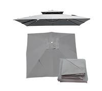 10x10ft/3.0x3.0m Square Patio Umbrella Replacement Canopy, Garden Parasol Replacement Canopy, Cantilever Umbrella Replacement Cover 2-Tier Top Cover Outdoor Market Patio Umbrella Canopy Cover(Grey)