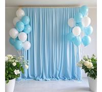 10x10FT Backdrop Curtains for Wedding Parties, Wrinkle Free Polyester Photography Backdrop Drapes for Wedding Baby Shower Birthday Parties Sky Blue Background Stand Decorations 5x10ft,2 Panels