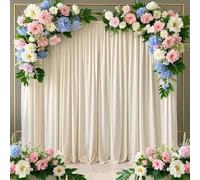 10x10FT Beige Backdrop Curtains, Wrinkle-Free Polyester Fabric with Rod Pockets, Party Decoration for Weddings, Birthdays, Engagements Parties Photo Shoot Decorations (5ft x 10ft, 2 Panels)