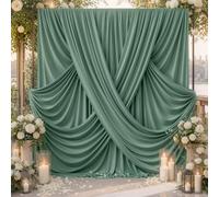 10x10ft Dusty Green Backdrop Curtains for Parties, 2 Panels 5x10ft Wrinkle-Free Polyester Background Curtains for Wedding, Birthday, Baby Shower,Graduation, Decorations