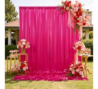 10x10FT Glitter Hot Pink Backdrop Curtain for Parties, Wrinkle Free Thick Fuchsia Sequin Backdrop, 2 Panels 5x10FT Shimmer Photo Back Drop Drapes for Barbie Party Wedding Photography Background