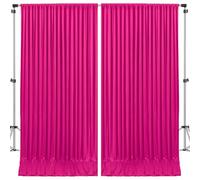 10x10ft Hot Pink Backdrop Curtain for Wedding Parties Wrinkle Free Fabric Fuchsia Drapes Backdrop Decoration for Baby Shower Birthday Photography Decoration 2 Panels, 5ft x 10ft