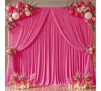 10x10ft Hot Pink Curtains Backdrop for Wedding Parties Wrinkle Free Fuchsia Curtains Photo Backdrop Drapes for Photography Birthday Baby Shower Soft Fabric Party Backgournd for Photoshoot