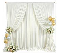 10x10ft Ivory Backdrop Curtains for Parties Wrinkle Free Fabric Backdrop Curtain Wedding Photo Backdrop Drapes for Birthday Party Baby Shower Bridal Shower Photography Back Drop 2 Panels 5x10FT
