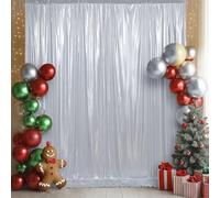 10x10ft Laser Silver Sequin Backdrop Curtain Panels for Parties, Wrinkle Free Glitter Photo Backdrop Drapes 2 Panels Shimmer Back Drop Cloth for Wedding Birthday Christmas Photography Background