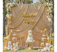 10x10FT Non-Shedding Glitter Dark Champagne Backdrop Curtain, Wrinkle-Free 5x10FT Backdrop Drapes for 2 Panels Back Drop Cloth for Wedding Birthday Baby Shower Photography Graduations