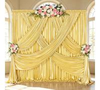 10x10FT Non-Shedding Glitter Gold Backdrop Curtain, Wrinkle-Free 5x10FT Backdrop Drapes for 2 Panels Back Drop Cloth for Wedding Birthday Baby Shower Photography Graduations