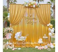 10x10FT Non-Shedding Glitter Gold Sequin Backdrop Curtain, Wrinkle-Free 5x10FT Backdrop Drapes for 2 Panels Back Drop Cloth for Wedding Birthday Baby Shower Photography Graduations