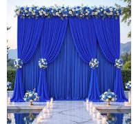 10x10ft Royal Blue Tulle Backdrop Curtains - Two Layer Drapes with Tulle & Lining Fabric for Wedding, Birthday Party, Baby Shower, Family Gatherings & Photography Decor - 2 Panels (5ft x 10ft Each)
