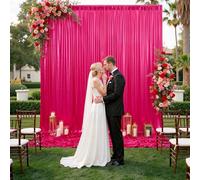 10x10ft Shimmer Hot Pink Sequin Backdrop Curtain for Parties, Thick Wrinkle Free Glitter Fuchsia Photo Backdrop Drapes Curtains for Birthday Wedding Halloween Photography Background-2 Panels 5x10ft