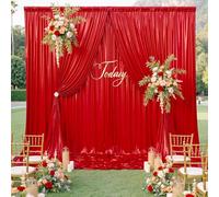 10x10ft Shimmer Red Sequin Backdrop Curtain for Parties, Thick Wrinkle Free Glitter Backdrop Drapes Photo Back Drop Curtains for Birthday Wedding Party Photography Background-2 Panels 5x10ft