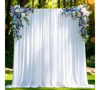 10x10ft White Backdrop Curtain for Parties Wedding, Curtain Backdrop for Parties Back Drop for Photoshoot Wedding Photo Backdrops for Birthday Graduation Photography Background W5xH10', 2panels