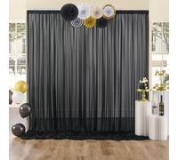 10x10ft Wrinkle Free Black Backdrop Curtain for Parties Soft Fabric Drapes Wedding Curtain Backdrop for Birthday Party Decorations Background for Photography 5x10ft,2 Panels